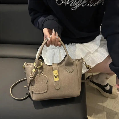 PU Portable Bucket Bag Shoulder Bag Women Fashion Versatile Crossbody Bags Zipper Handbag High Quality Tote Commuter Bags Gifts