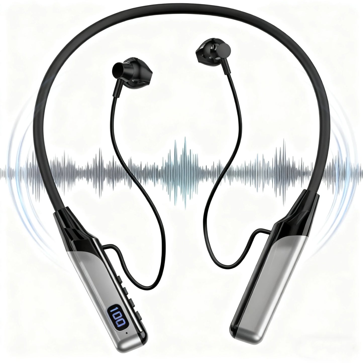 Wireless Headset 5.3 Neck Strap Headset Gaming LED display Stereo Sports headset with magnetic earbuds