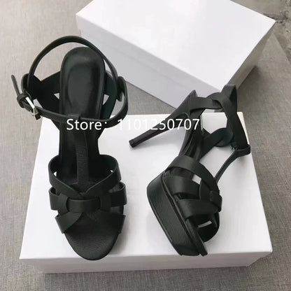 Luxury Style Women Sandals Summer Platform Women High Heels 14CM Open Toe Spike Heels Dressing Shoes Brand