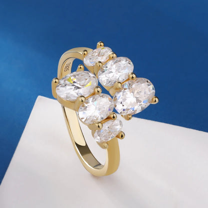 3.6cttw Oval Cut Moissanite Diamond Engagement Ring for Women 925 Sterling Silver 18K Gold Plated Wedding Bands Fine Jewelry