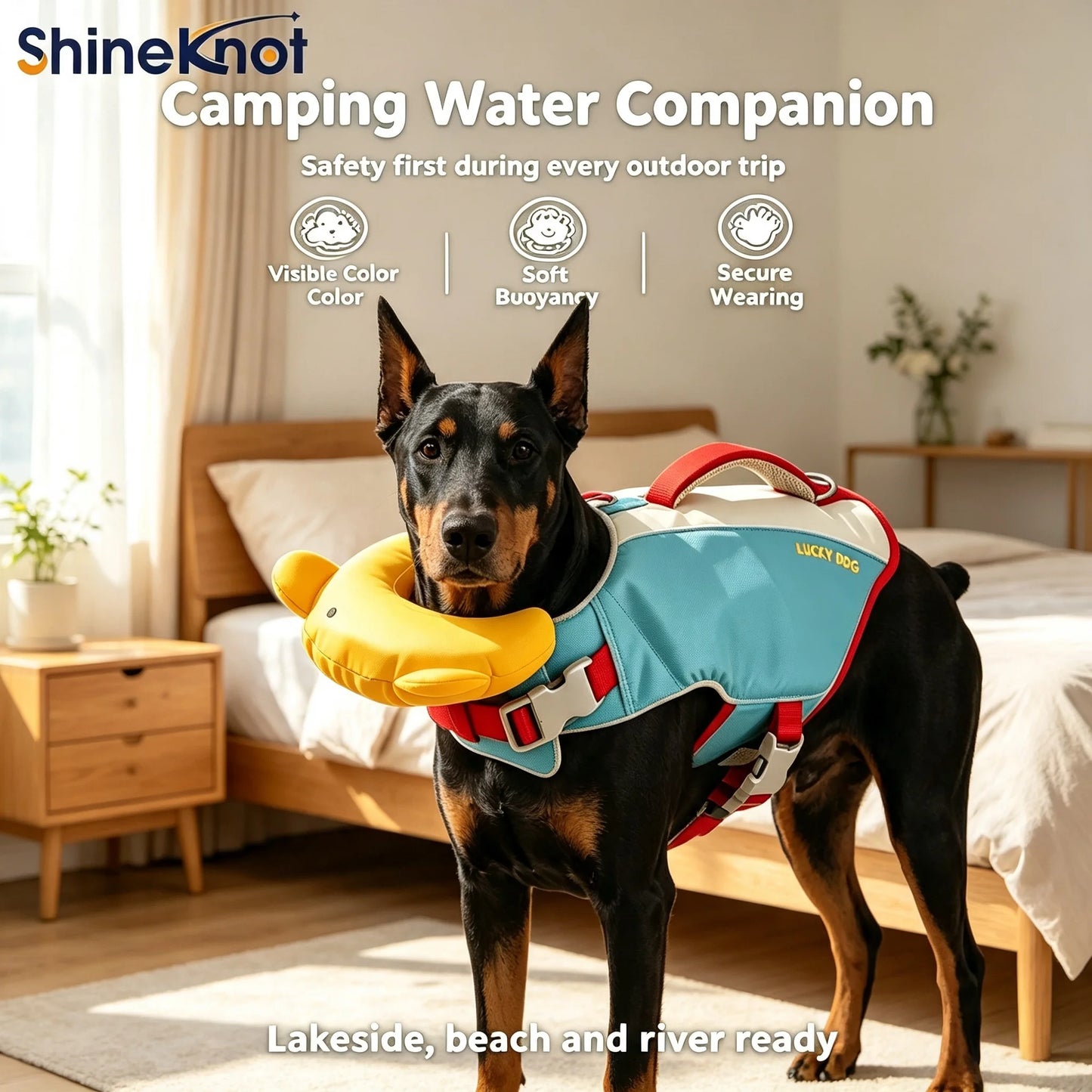Shineknot Dog Life Jacket Bear Chin Buoyancy Vest Rescue Clothes For Small Medium Dogs Lake Coastal Summer Outdoor Water Sport