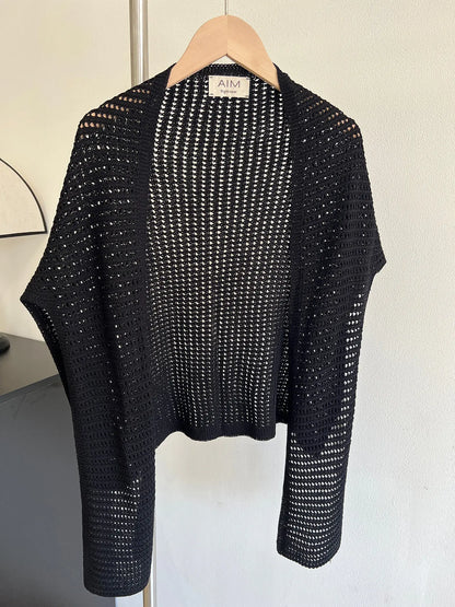 Knitted Hollow T-shaped Shawl for Women 2026 Summer New Thin with Wool Knot Decoration Sun-protective Vest on The Shoulders