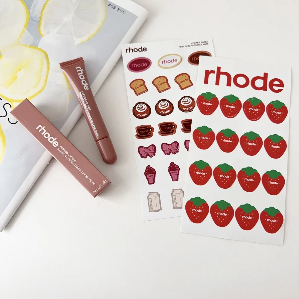 Rhode Summer Lip Moisturizer Lip Balm Smoothing Lipstick Lines Lasting Nourishing Women Makeup Daily Gloss Care with Stickers