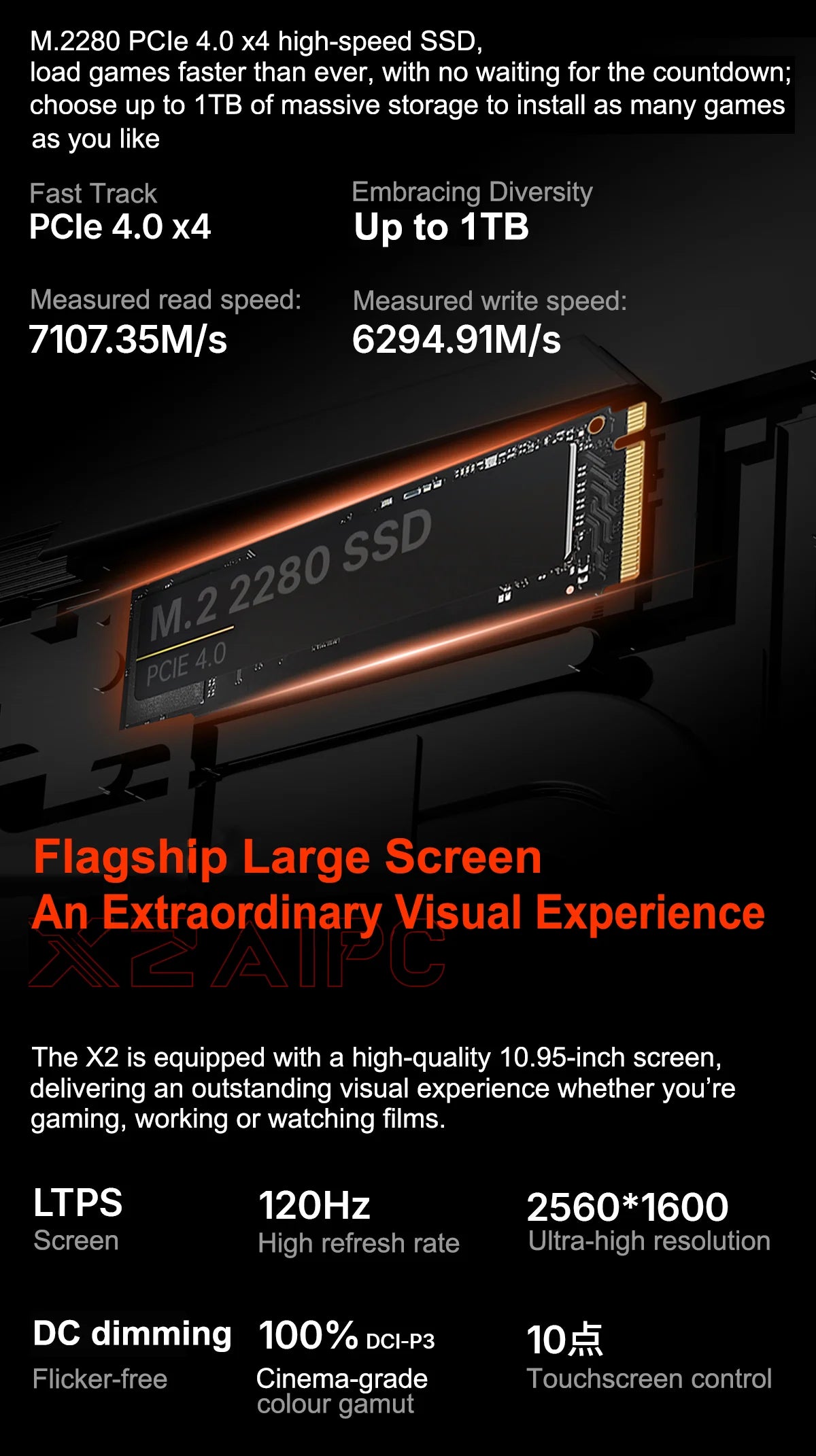 OneXplayer X2 3-in-1 Gaming Laptop Intel Arc G3 Extreme 48GB+1TB 10.9 Inches LTPS 120Hz Gaming PC Handheld Console Tablet 65Wh