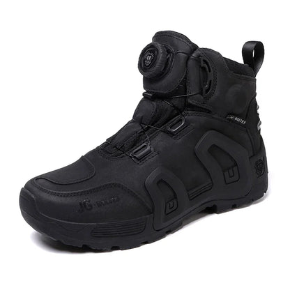 JG WOLVES Men Women Motorcycle Riding Boots Waterproof Cowhide Leather Breathable Anti-Slip Wear-Resistant Touring Moto Shoes