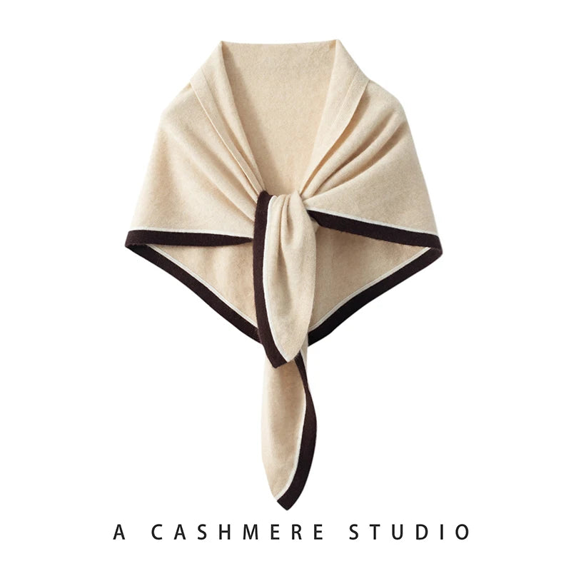 High quality triangular design women's 100% cashmere scarf fashionable shawl winter knitted warm neck protection adult scarf