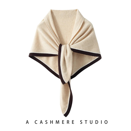 High quality triangular design women's 100% cashmere scarf fashionable shawl winter knitted warm neck protection adult scarf