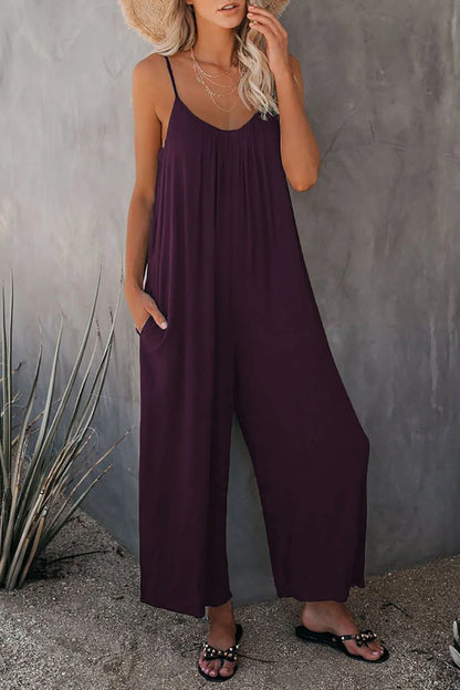 2026 High-Quality Strap Summer New Thick Pure Color Pocket Casual Women's Overall Pants