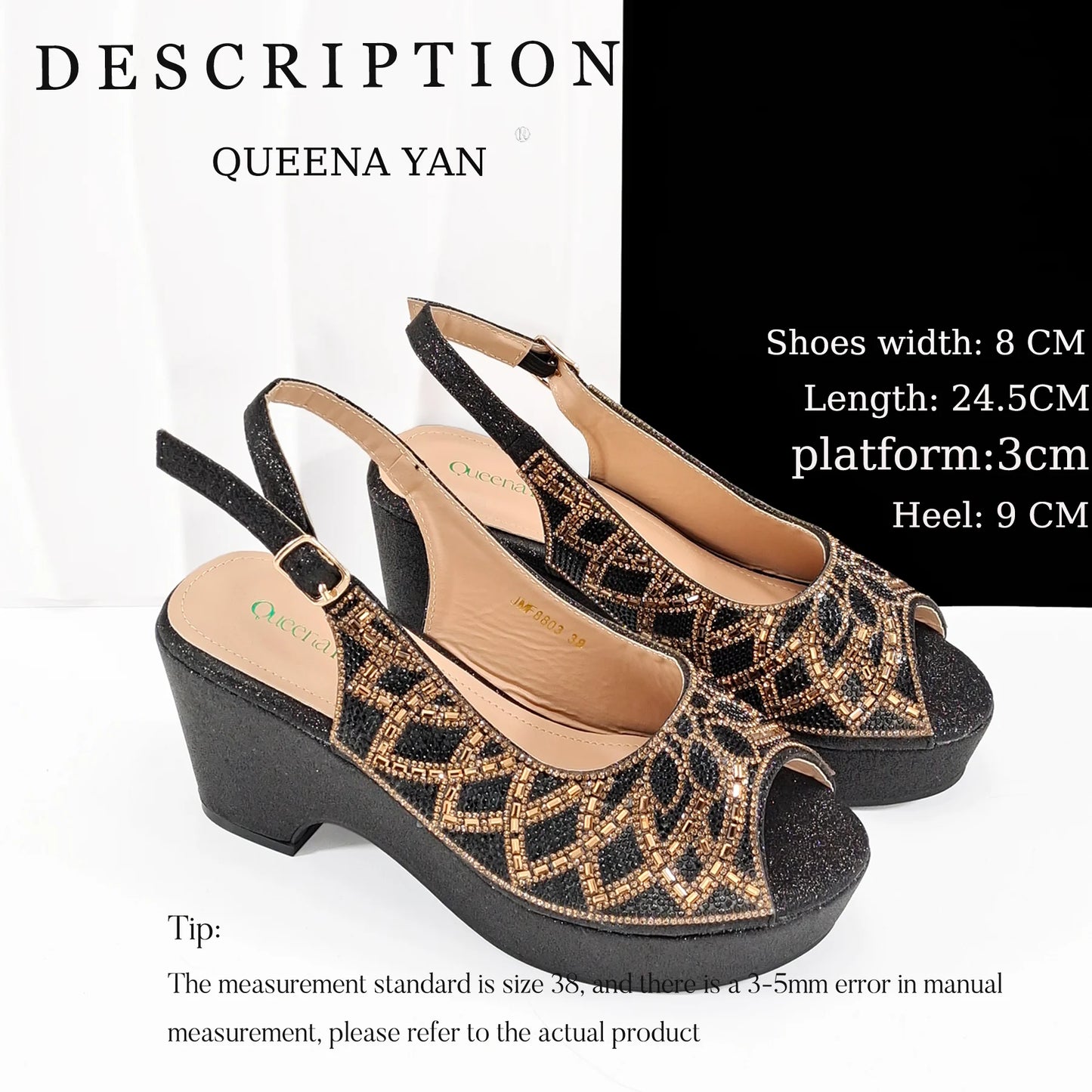Queena Yan Sky Blue Elegant Nigerian Rhinestone Wedding Shoe and Bag Set Italian Inspired High Heels and Matching Handbag