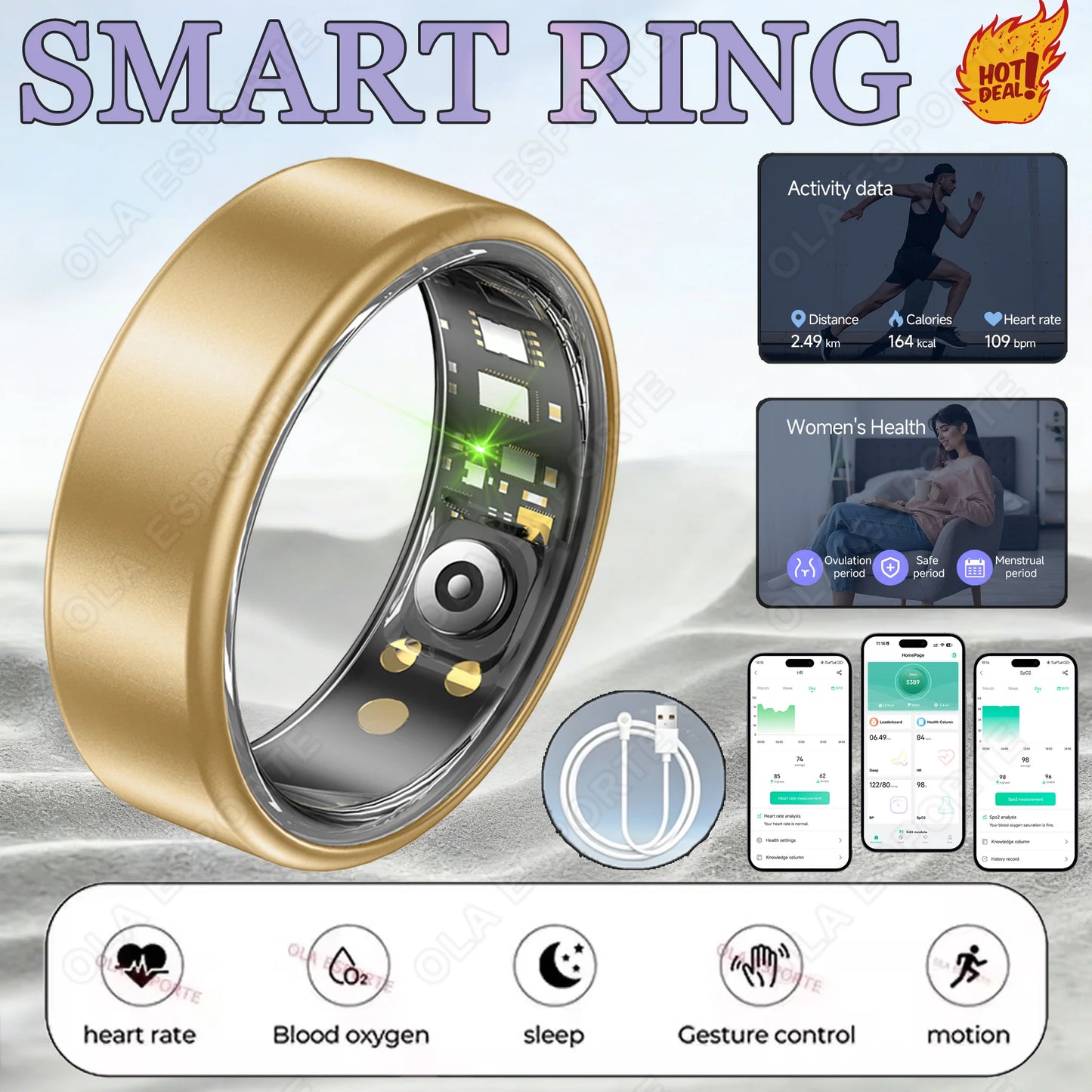 2026 Smart Ring New Technology free gifts Couple Ring for Women Men  Waterproof Sport Rings Heart Rate Pressure Monitor All Size