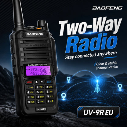 Baofeng UV-9R EU IP45 Waterproof Marine Walkie Talkie Dual Band VHF UHF Long Range Radio Fishing Boating Outdoor Adventure