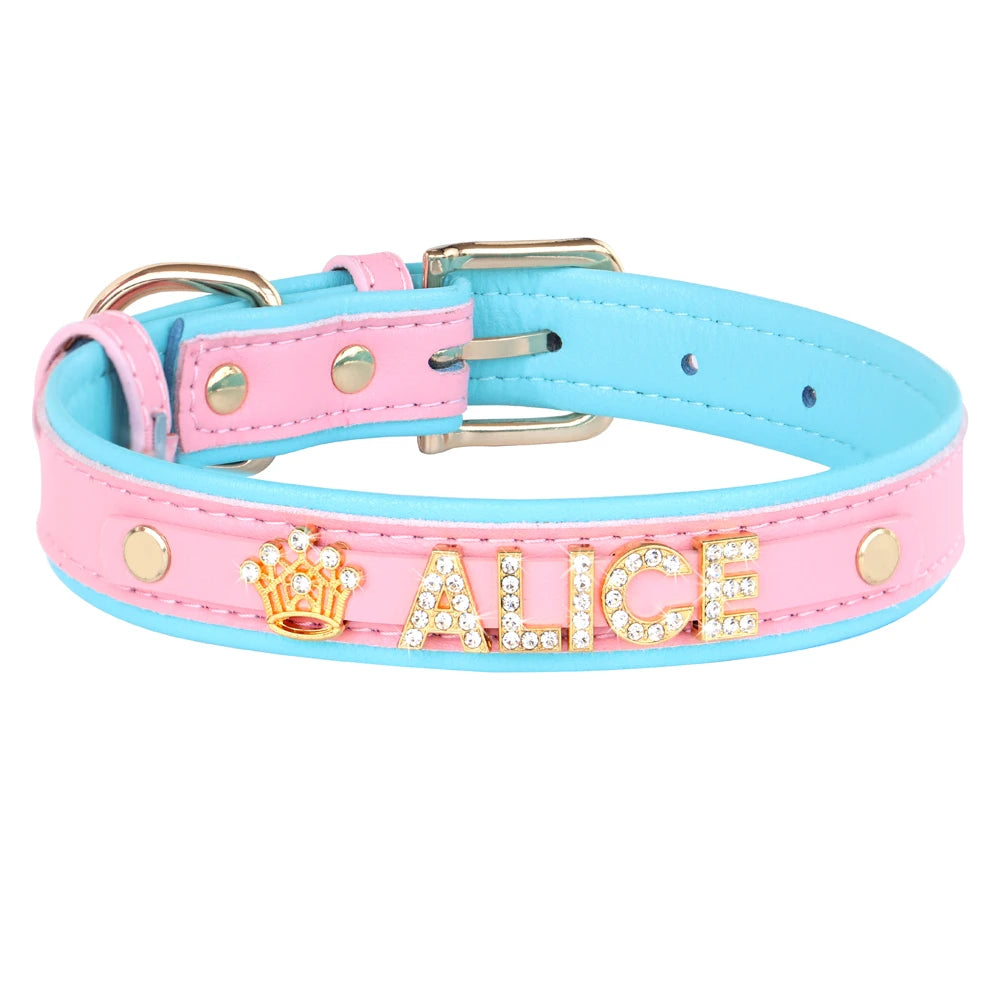 Personalized Small Dogs Chihuahua Collar Bling Rhinestone Dog Collars Free Custom Pet Dogs Cats Name Charms Pet Accessories