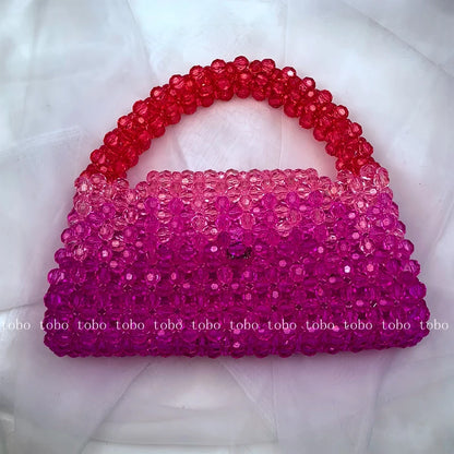 Gradient Blue Beaded Own Design Tote Bags for Women Customized Color Fashion Handbags for 2022 Chain Handle Clutch Evening Bag