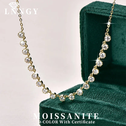 Lnngy Sparkling 3MM Moissanite Bubble-Style Necklace 14K Gold Filled Choker Necklace for Women Wedding Jewelry Accessories