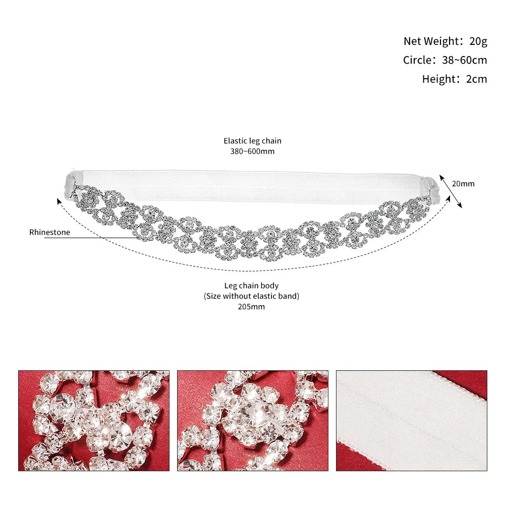 Rhinestone Bridal Accessories for Wedding Lace Flower Garter for Bride Jewelry Gift Elastic Leg Ring Gift for Suspenders Party