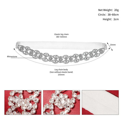 Rhinestone Bridal Accessories for Wedding Lace Flower Garter for Bride Jewelry Gift Elastic Leg Ring Gift for Suspenders Party