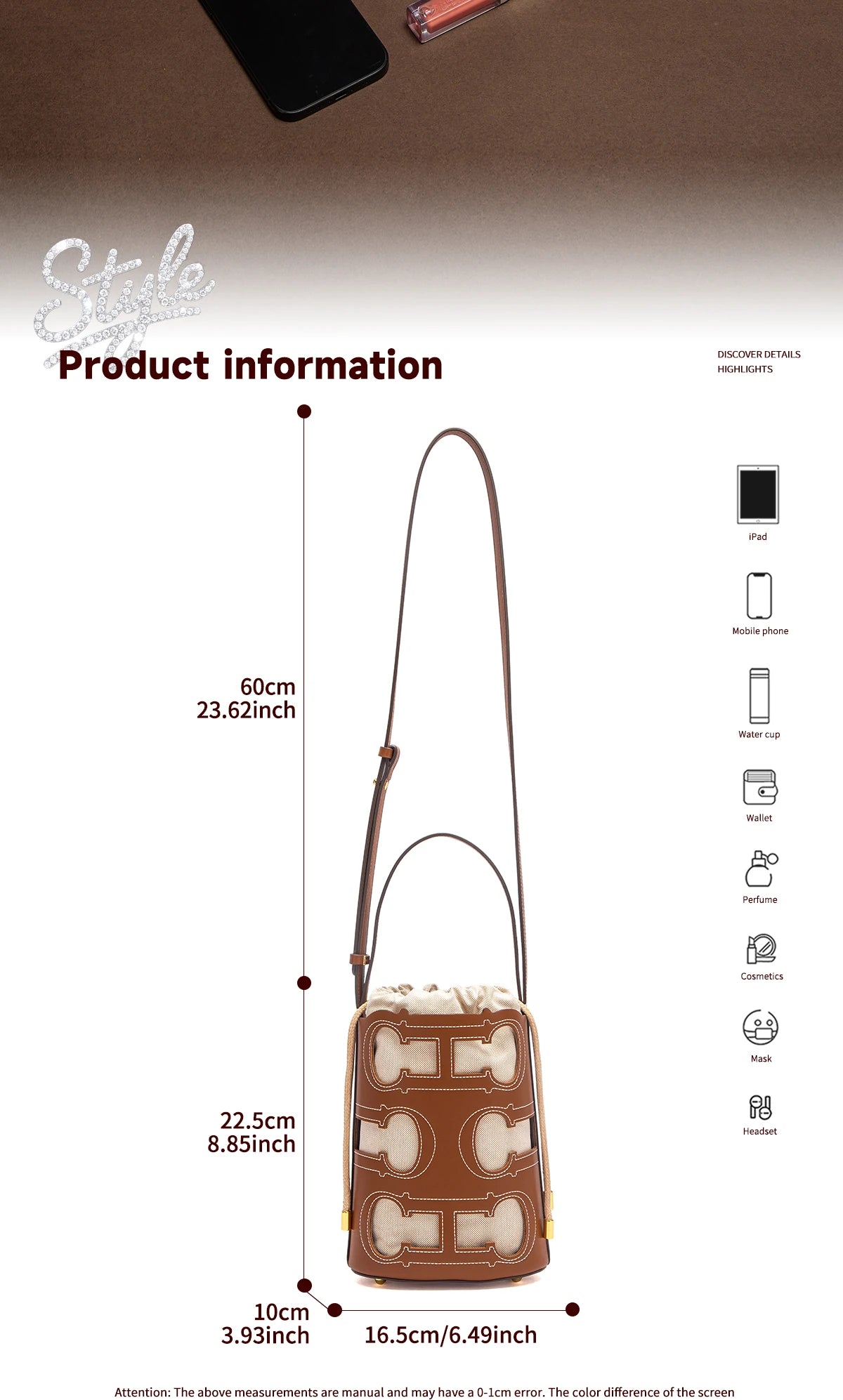 CHCH Women's Shoulder Bag 2026 Spring Hollow Design Handbag High Quality Detachable Shoulder Strap16.5*10*22.5cm
