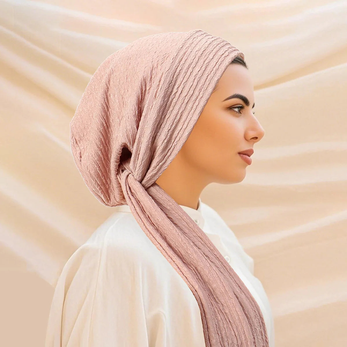 2026 New Solid Color Turban Hijab Hats Long Tail Head Wraps Elastic Muslim Hats Breathable Chemo Cap For Women Girls
