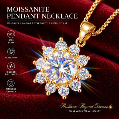 Luxury 1 Carat Moissanite Necklace Pendant D Color VVS1 S925 Sterling Silver Chain Women Engagement Wedding Jewelry With GRA