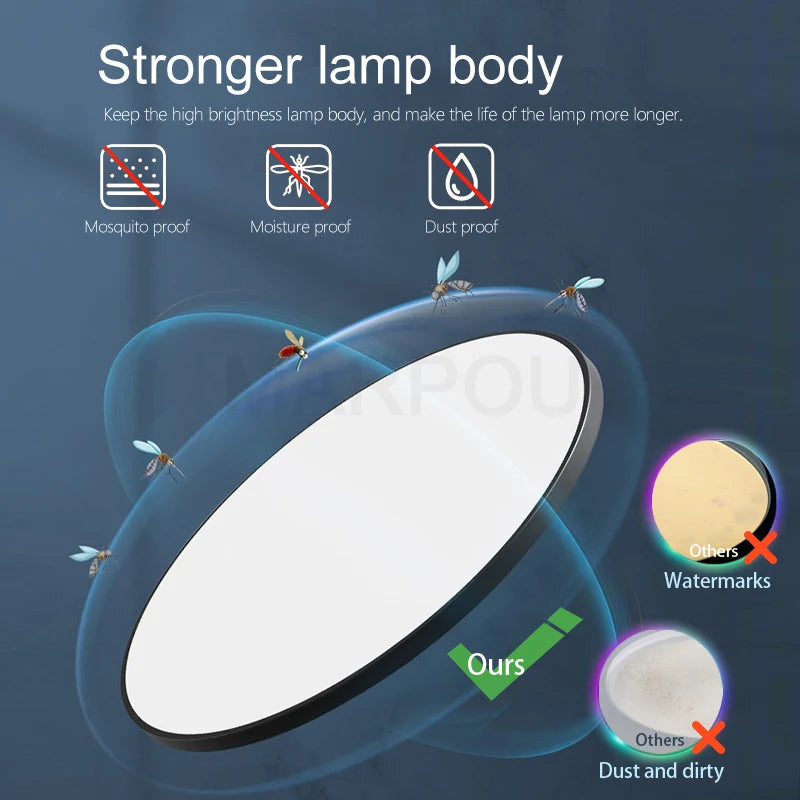 MARPOU Smart Ceiling Lamp LED Lamp for Bedroom Large Ceiling Lamps LED Lights with Remote Control Dimmable LED Lights for Room