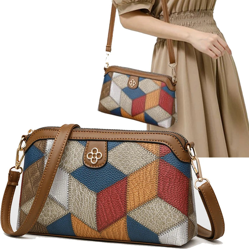 Neutral style backpack for men and women, cross-body bag, small-sized ethnic single shoulder bag, color combination