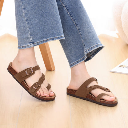 Kidmi Summer New Women's Slippers With Double Adjustable Buckle Casual Non-slip Comfortable Beach Slippers Outdoor Women Sandals