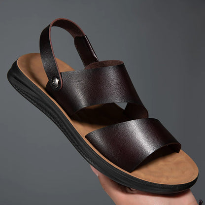 Male Luxury Sandals Male Leather Classic Men Slippers Beach Shoes Comfortable Walking Roman Sandals Outdoor Mens Slip on Shoes