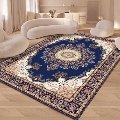 European Retro Floral Large Carpet for Living Room Luxury Decoration Rug  Non-slip Bedroom Cloakroom Washable Soft Mat