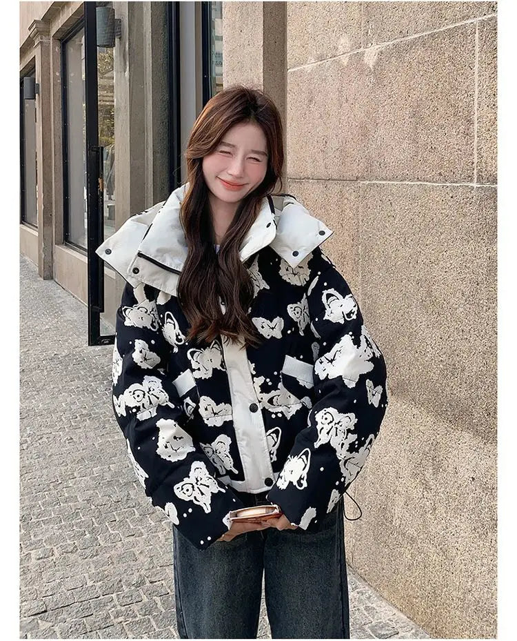 Women's Clothing High-end Plus Size Down Jacket Winter Warm New Hooded Loose White Duck Down Outerwear Quilted Pockets Coats