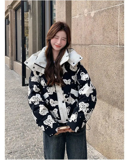 Women's Clothing High-end Plus Size Down Jacket Winter Warm New Hooded Loose White Duck Down Outerwear Quilted Pockets Coats