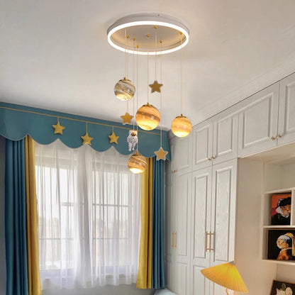 Children's Room Lamp Nordic Modern Pendant Lights Kids LED Ceiling Chandelier Living Room Bedroom Astronaut Hanging Home Decor