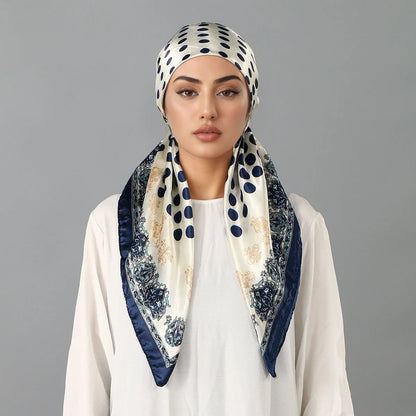 New Muslim Satin Silk Instant Hijabs Scarf Printed Turban Thick Hijab Cap Night Cap Women Ramadan Elastic Satin Hair Bonnet Eid