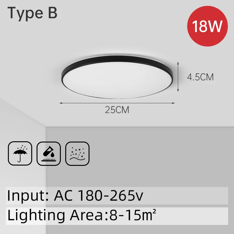 LED Ceiling Lamp 15W~50W Kitchen Light Fixture Bedroom Corridor Lustre Plat Led Lights Living Room Decor 220V Ceiling Chandelier