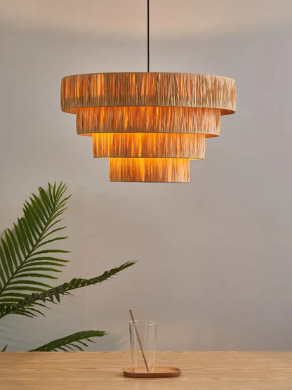 Golden Editions Designer Chandelier woven Rattan Straw Pendant Lights large Rattan lighting suspension wabi sabi Restaurant lamp