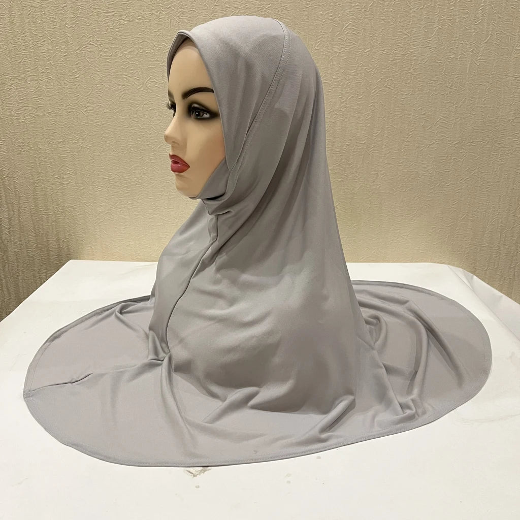 H124 Adults high quality big size muslim hijab scarf with chin part islamic headscarf hats armia pull on headwrap turban caps