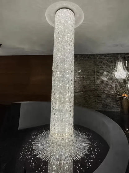 Crystal Spiral Stairs Chandelier Luxury Villa Staircase Chandelier Duplex Loft Hanging Lamp Customized Long Led Pendant Light