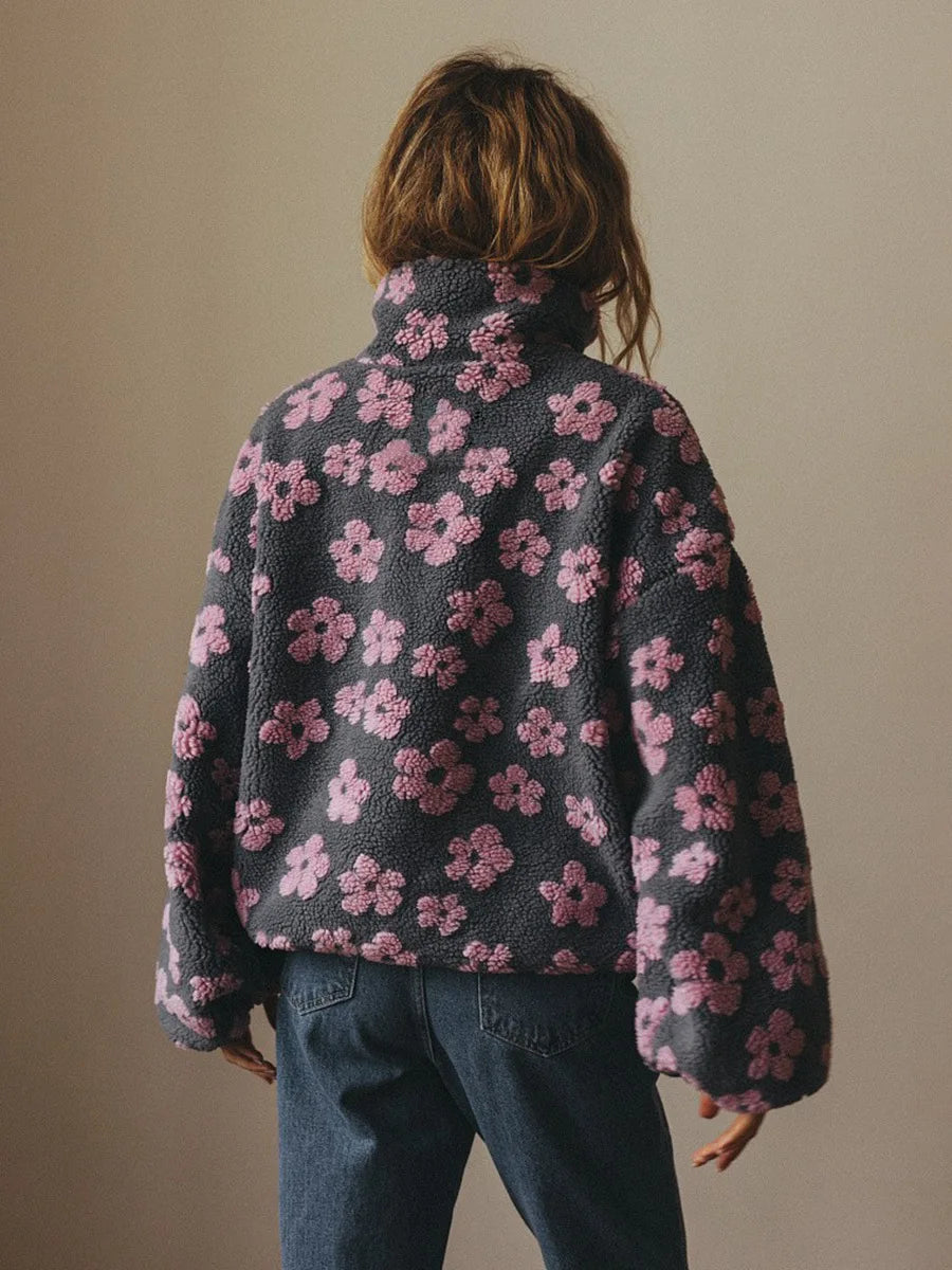 Shake Grain Velvet Flower Hoodie 2025 Autumn And Winter New Fashion Hoodie, Warm Furry Hoodie, Woolen Sweater For Women