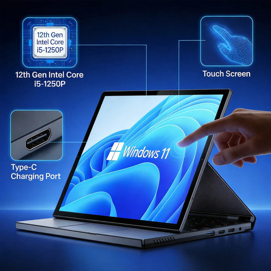 10.95-inch 2-in-1 Laptop, 12th Gen Intel Core i5-1250P, Touch Screen, Type-C Charging Port, Windows 11 – Slim & Lightweight