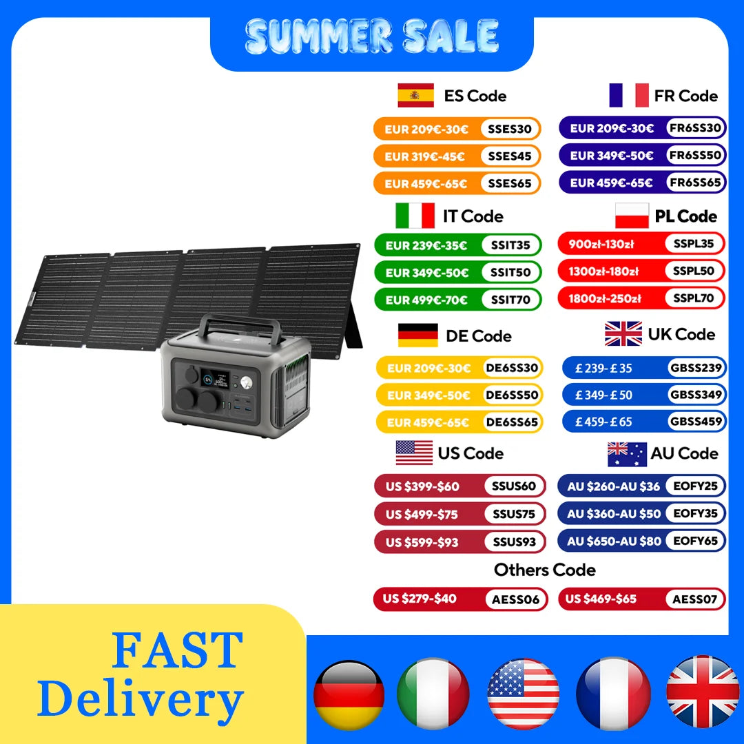 ALLPOWERS R600 Portable Power Station & Portable Solar Panel (option) Pure Sine Wave 299Wh Outdoor Solar Generator for Camping