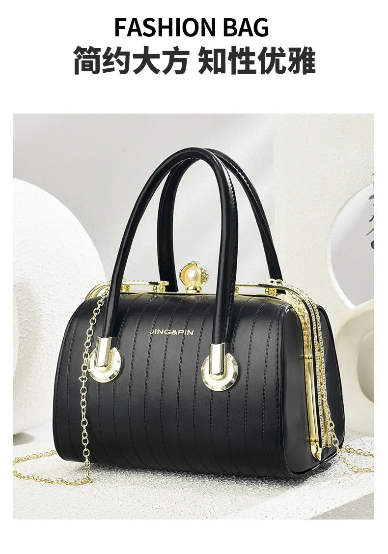 Fashionable Versatile High-End Texture Chain Handbag Shoulder Crossbody Bag for Women Summer New Arrival Boston Pillow Bag