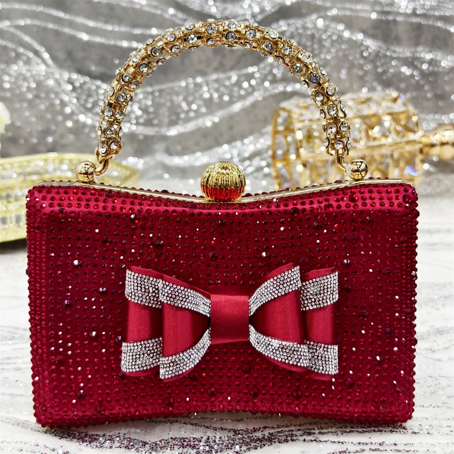 Venus Chan Italy Design 2025 New INS Shoes and Bag to Match Wine Colour Pointed-Toe Rhinestone Bow Party Women's High Heels