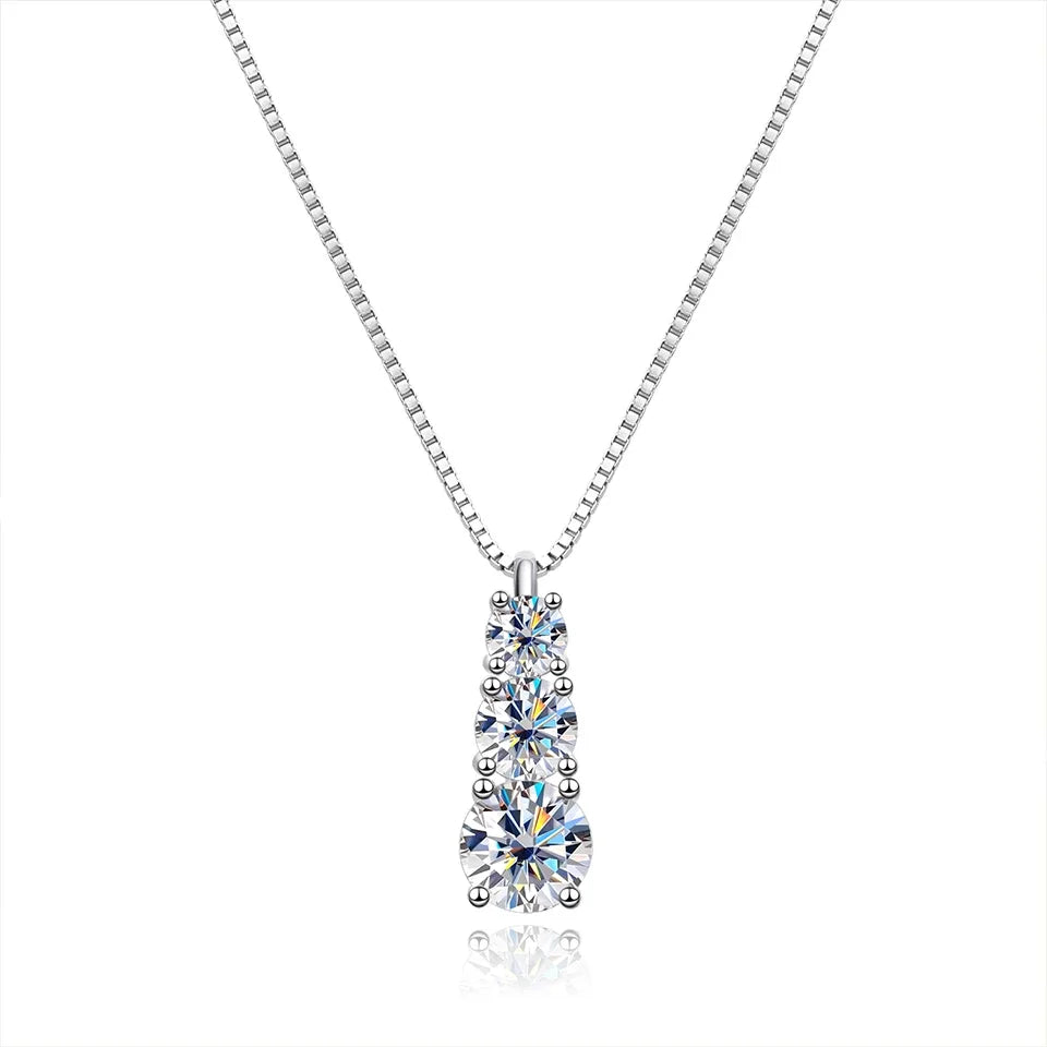 D VVS1 Moissanite Pendant Necklace for Woman 925 Sterling Silver Plated 18k White Gold Wedding Necklace with GRA Fine Jewelry