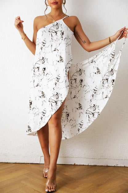 One Pieces Print Sexy Beach Dress Woman Summer Aesthetic Clothing Sleeveless Floral Beachwear Midi White Dresses for Women 2023