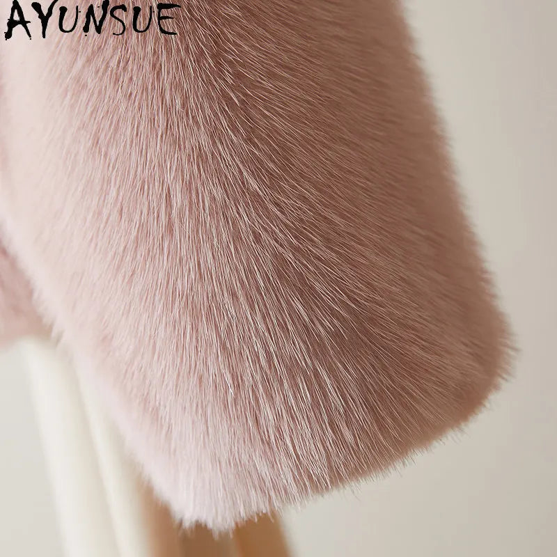 AYUSNUE Luxury Natural Fur Coat Women Clothes Whole Female Mink Fur Coat Warm New in Coats Hoodie Winter Jacket Шуба Женская