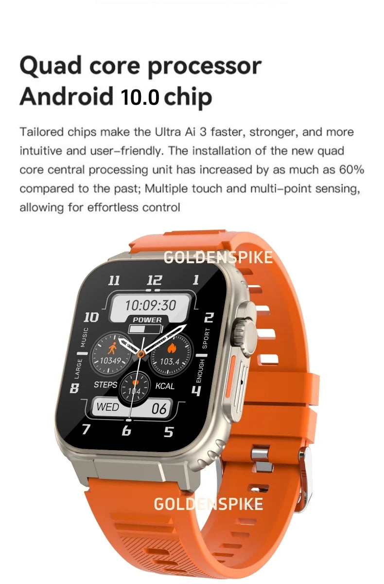 Microwear Ultra Ai3 Smartwatch 5G 180° Rotating Camera Google Play GPS WIFI 2.29inch Amoled HD Display 4G Calling Smartwatch Men