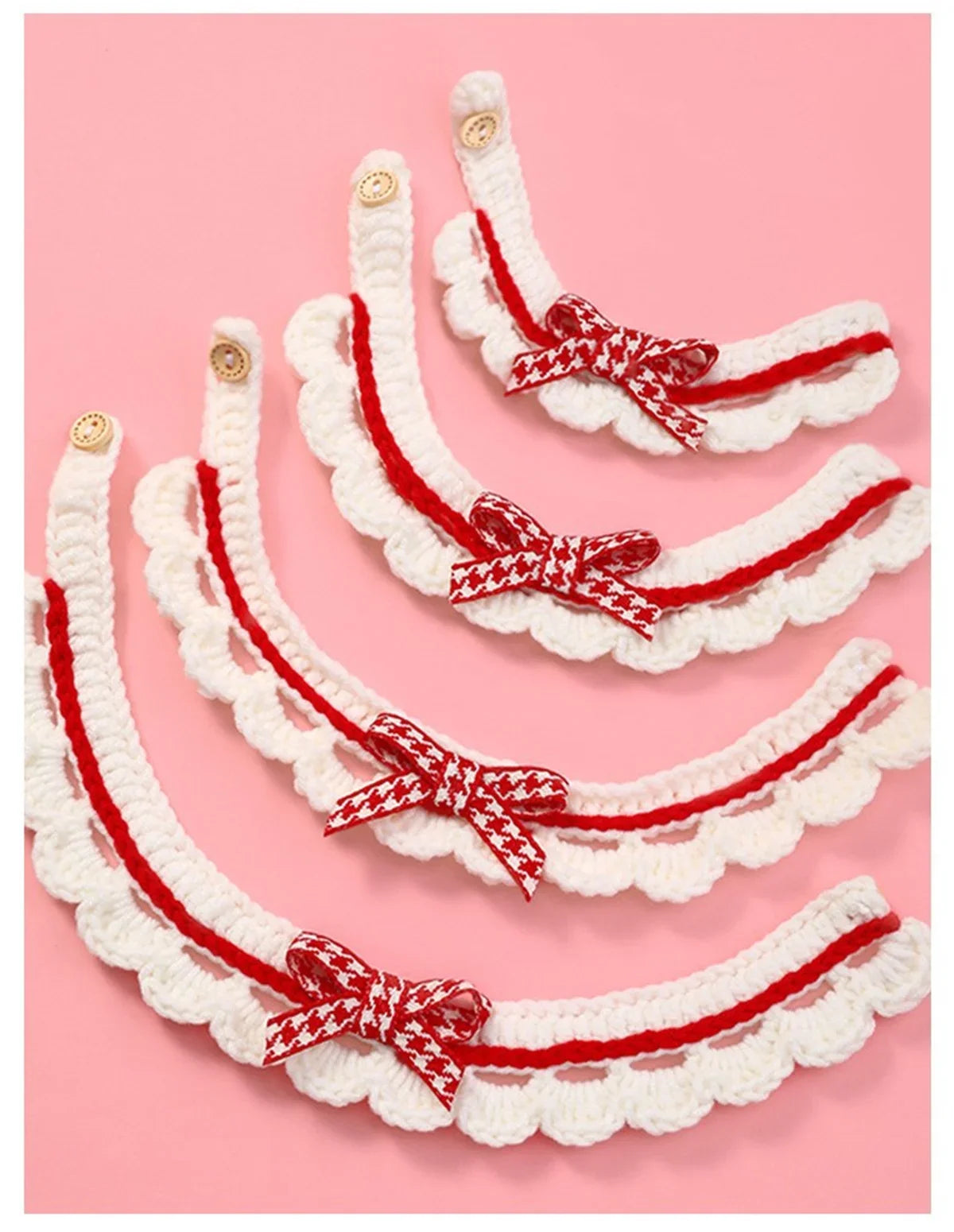 Cute Bow-knot Hand-knitted Saliva Towel Kitten Cat Puppy Adjustable Collar Pet Decorative Dog Cat Collar Pet dog Accessories