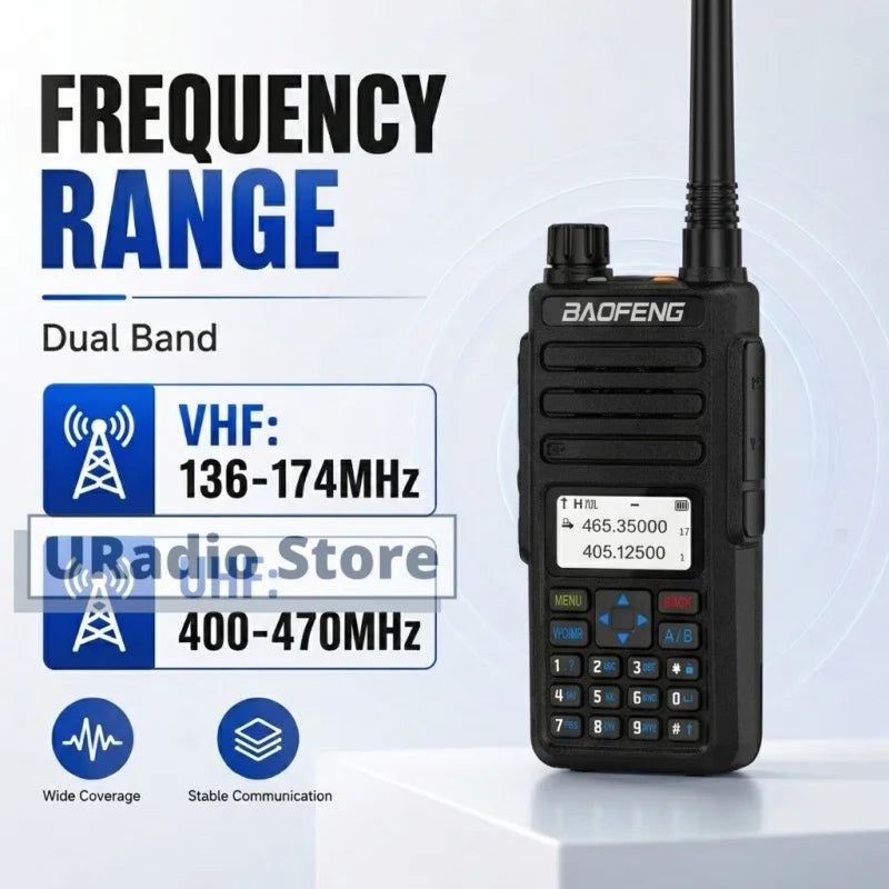 Baofeng DM-1801 DMR Digital Walkie Talkie Radio AES256 Man Down Seamless Roaming SMS Customizable Side Button Dual Band DR-1801