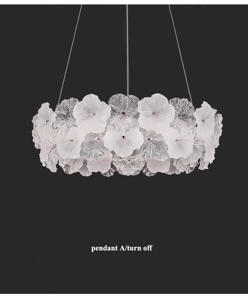 Modern Lustre Glass Flower Led Chandeliers Lighting Living Dining Room Pendant Lights Home Decor Bedroom Hanging Lamp Luminaire