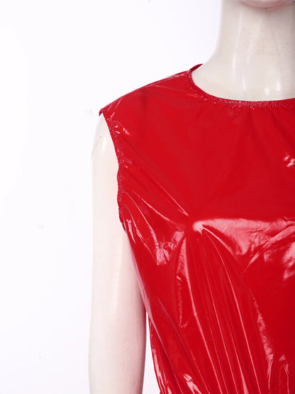 Womens Waterproof Rompers Adaptive Nightwear Glossy Sleeveless Buttons Crotch Bodysuit Sports Swimwear Special Needs Clothing