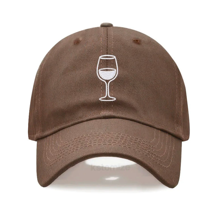 Wine Glass Embroidery Baseball Cap For Men Women Soft Cotton Adjustable Dad Hat Unisex Casual Sport Visor Golf Caps